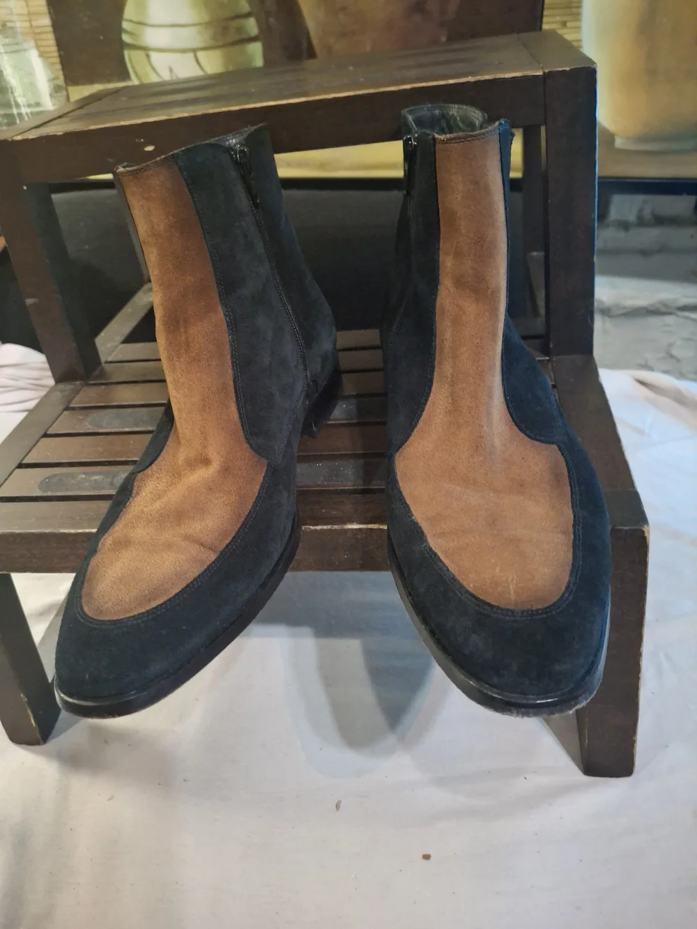 Men's Two-Tone Black and Brown Suede Chelsea Boots